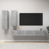 Produktbild för TV-skåp set 4 delar betonggrå konstruerat trä