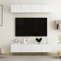 Miniatyr av produktbild för TV-skåp 4 delar vit högglans 80x30x30 cm konstruerat trä