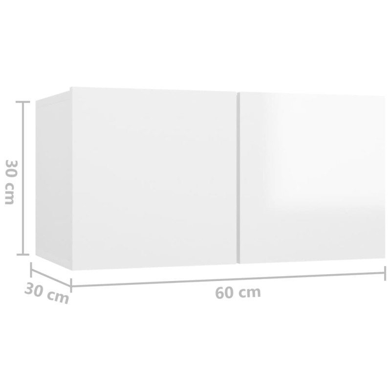 Produktbild för TV-skåp 4 delar vit högglans spånskiva