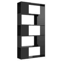 Miniatyr av produktbild för Bokhylla rumsavdelare svart högglans80x24x155cm konstruerat trä