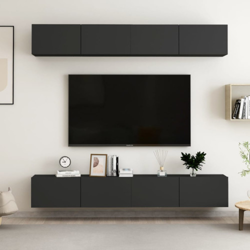 vidaXL TV-skåp 4 st svart 100x30x30 cm konstruerat trä