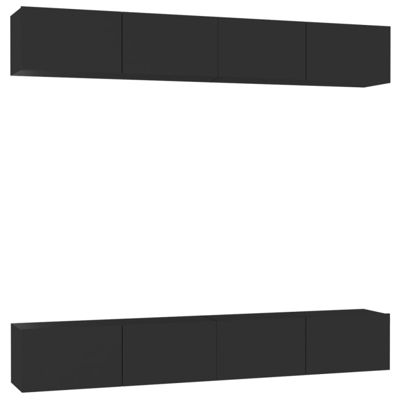 Produktbild för TV-skåp 4 st svart 100x30x30 cm konstruerat trä