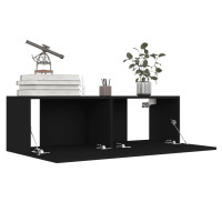 Miniatyr av produktbild för TV-skåp 4 st svart 100x30x30 cm konstruerat trä