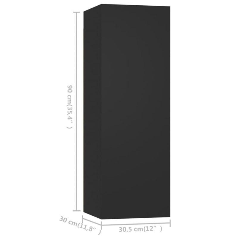 Produktbild för TV-skåp 8 delar svart spånskiva