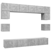 Produktbild för TV-skåp 8 delar betonggrå spånskiva