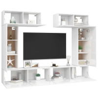 Produktbild för Tv-skåp 6 delar vit högglans konstruerat trä