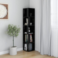Produktbild för Hörnhylla svart 33x33x164,5 cm konstruerat trä