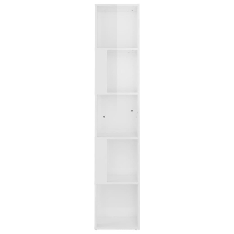 Produktbild för Hörnhylla vit högglans 33x33x164,5 cm konstruerat trä