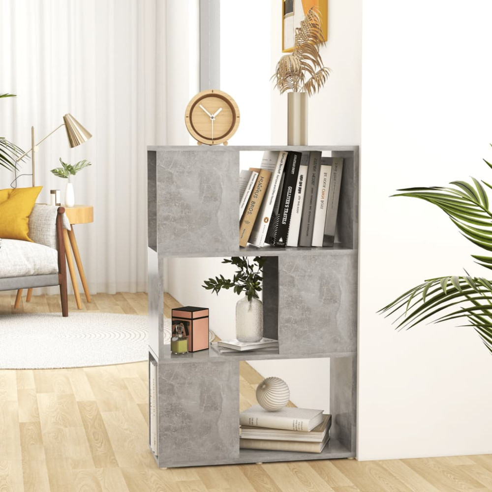 Produktbild för Bokhylla/Rumsavdelare betonggrå 60x24x94 cm konstruerat trä