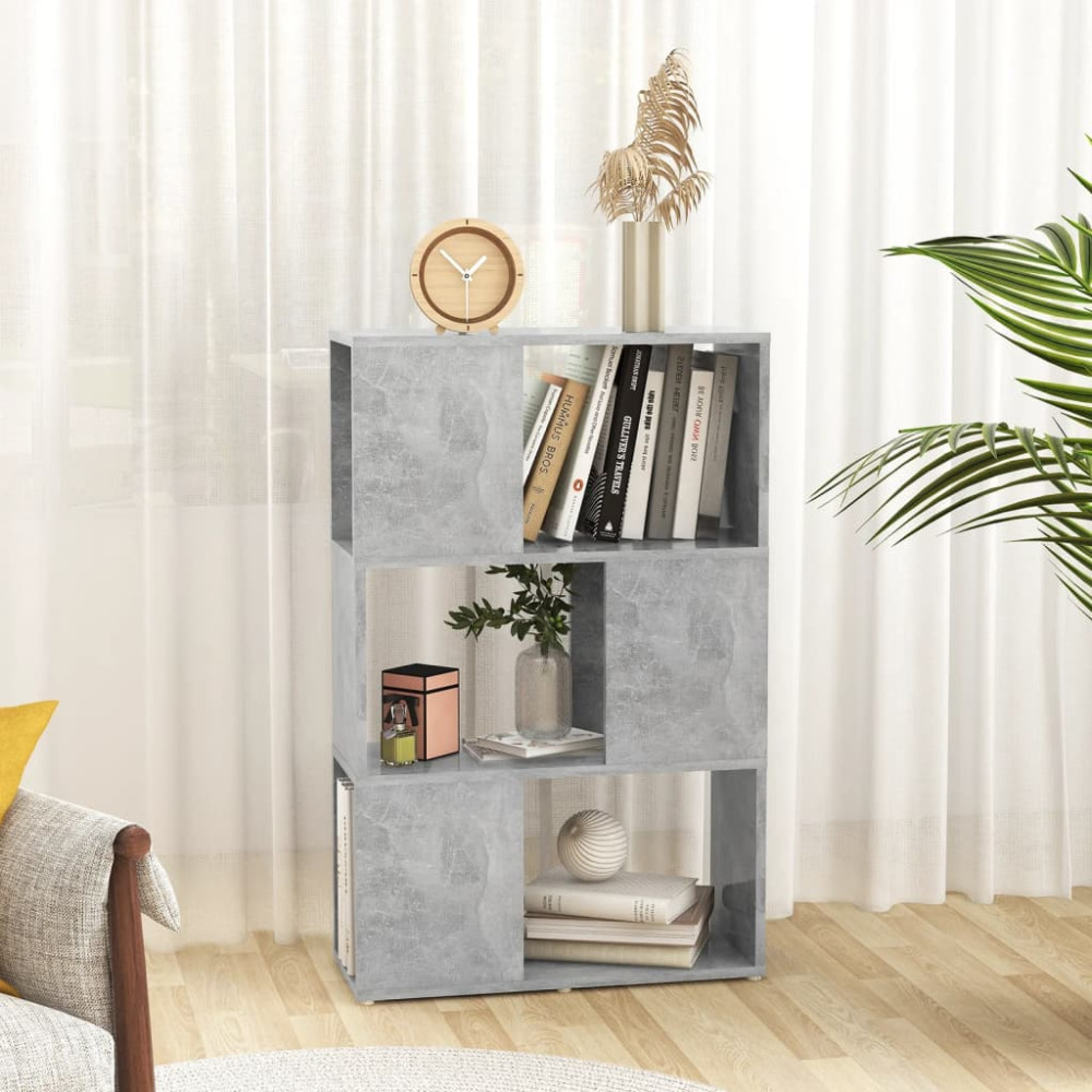 Produktbild för Bokhylla/Rumsavdelare betonggrå 60x24x94 cm konstruerat trä