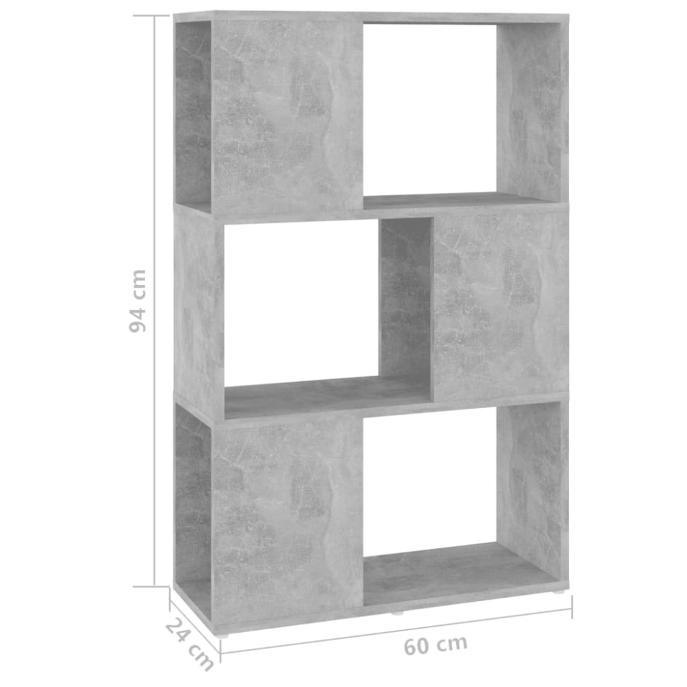 Produktbild för Bokhylla/Rumsavdelare betonggrå 60x24x94 cm konstruerat trä