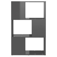 Produktbild för Bokhylla/Rumsavdelare grå högglans 60x24x94 cm konstruerat trä