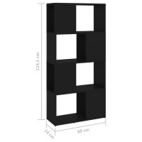 Produktbild för Bokhylla Rumsavdelare svart 60x24x124,5 cm konstruerat trä