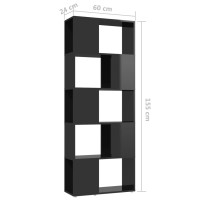 Produktbild för Bokhylla Rumsavdelare svart högglans 60x24x155 cm