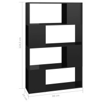 Miniatyr av produktbild för Bokhylla Rumsavdelare svart högglans 80x24x124,5 cm