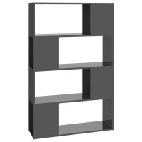 Produktbild för Bokhylla Rumsavdelare grå högglans 80x24x124,5 cm
