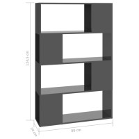 Produktbild för Bokhylla Rumsavdelare grå högglans 80x24x124,5 cm
