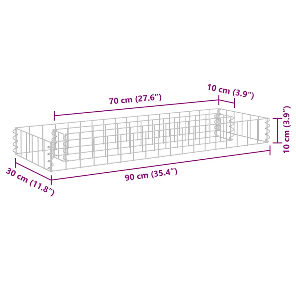 Produktbild för Planteringsgabion upphöjd galvaniserat stål 90x30x10 cm