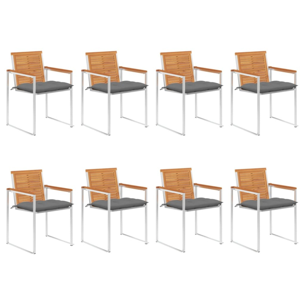Produktbild för Trädgårdsstolar med dynor 8 st massivt akaciaträ
