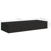 Produktbild för Väggmonterad låda 2 st svart 60x23,5x10 cm MDF