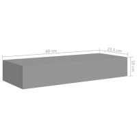 Produktbild för Väggmonterad låda 2 st grå 60x23,5x10 cm MDF