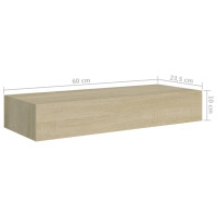 Produktbild för Väggmonterad låda ek 60x23,5x10 cm MDF