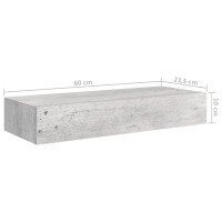 Produktbild för Väggmonterad låda betonggrå 60x23,5x10 cm MDF