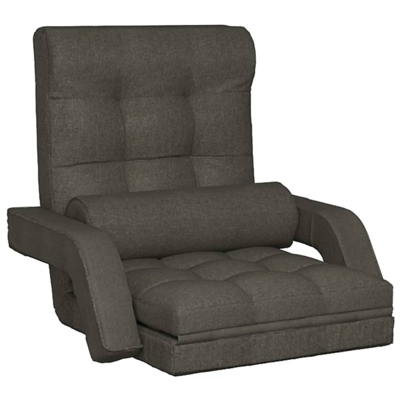 Produktbild för Vikbar golvstol med sängfunktion mörkgrå tyg