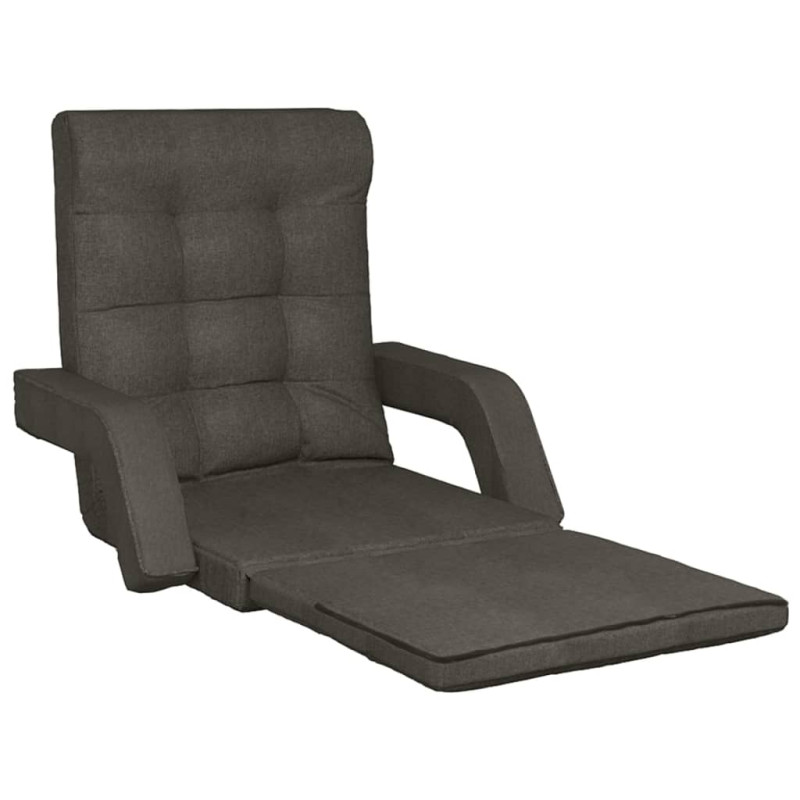Produktbild för Vikbar golvstol med sängfunktion mörkgrå tyg