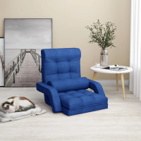 Miniatyr av produktbild för Vikbar golvstol med sängfunktion blå tyg