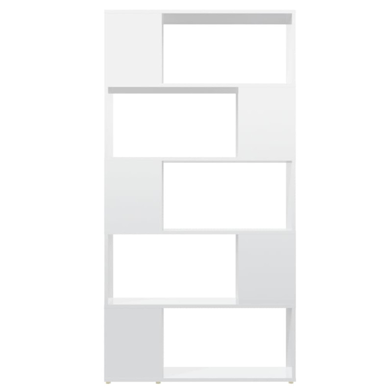 Produktbild för Bokhylla/Rumsavdelare vit högglans 80x24x155 cm konstruerat trä