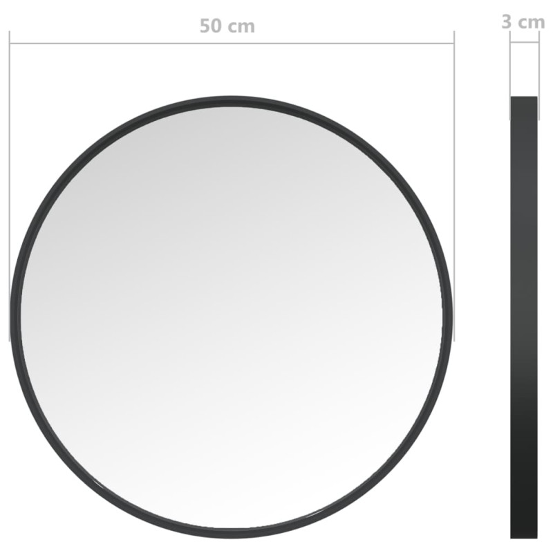 Produktbild för Väggspegel svart 50 cm