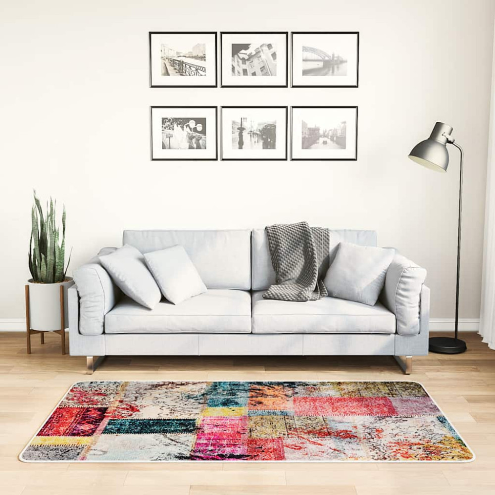 Produktbild för Matta tvättbar lappmönster 80x150 cm flerfärgad