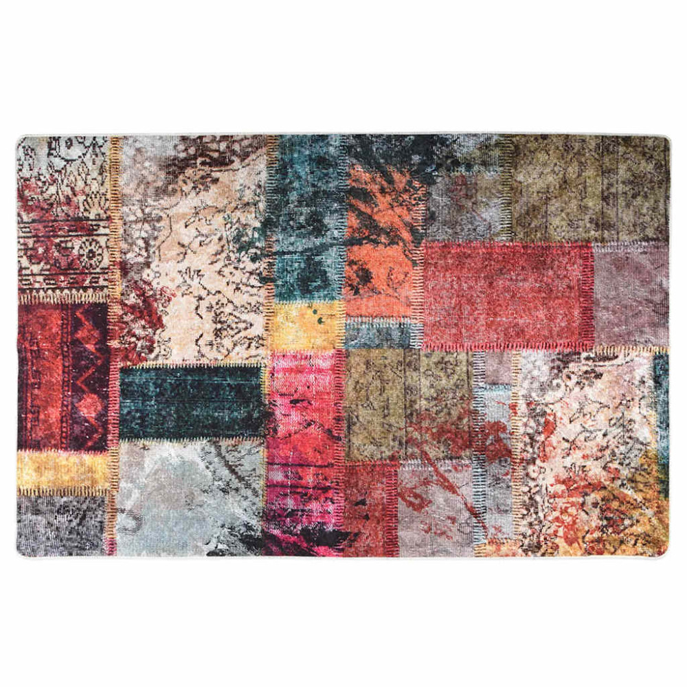 Produktbild för Matta tvättbar lappmönster 80x150 cm flerfärgad