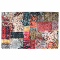 Produktbild för Matta tvättbar lappmönster 80x150 cm flerfärgad