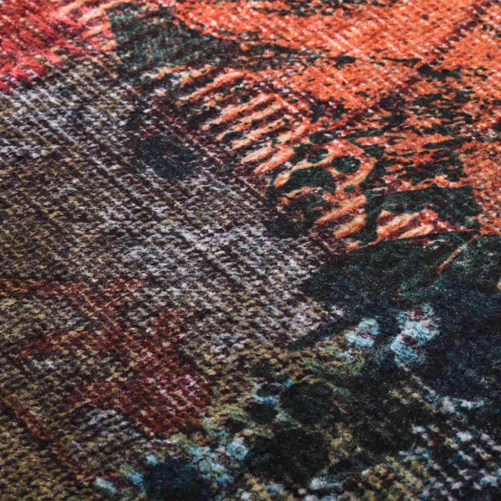 Produktbild för Matta tvättbar lappmönster 80x150 cm flerfärgad