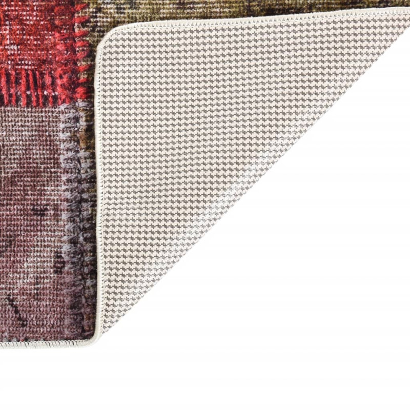 Produktbild för Matta tvättbar lappmönster 80x300 cm flerfärgad halkfri