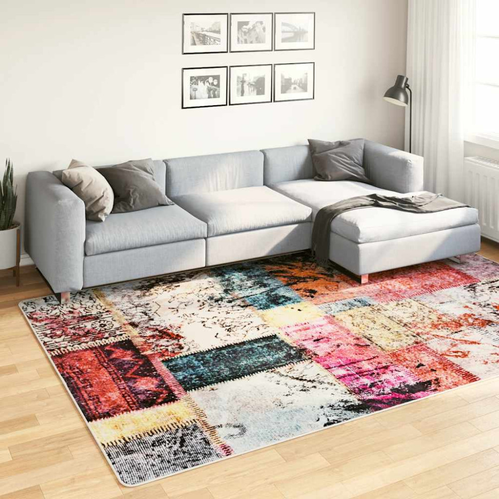 Produktbild för Matta tvättbar lappmönster 190x300 cm flerfärgad