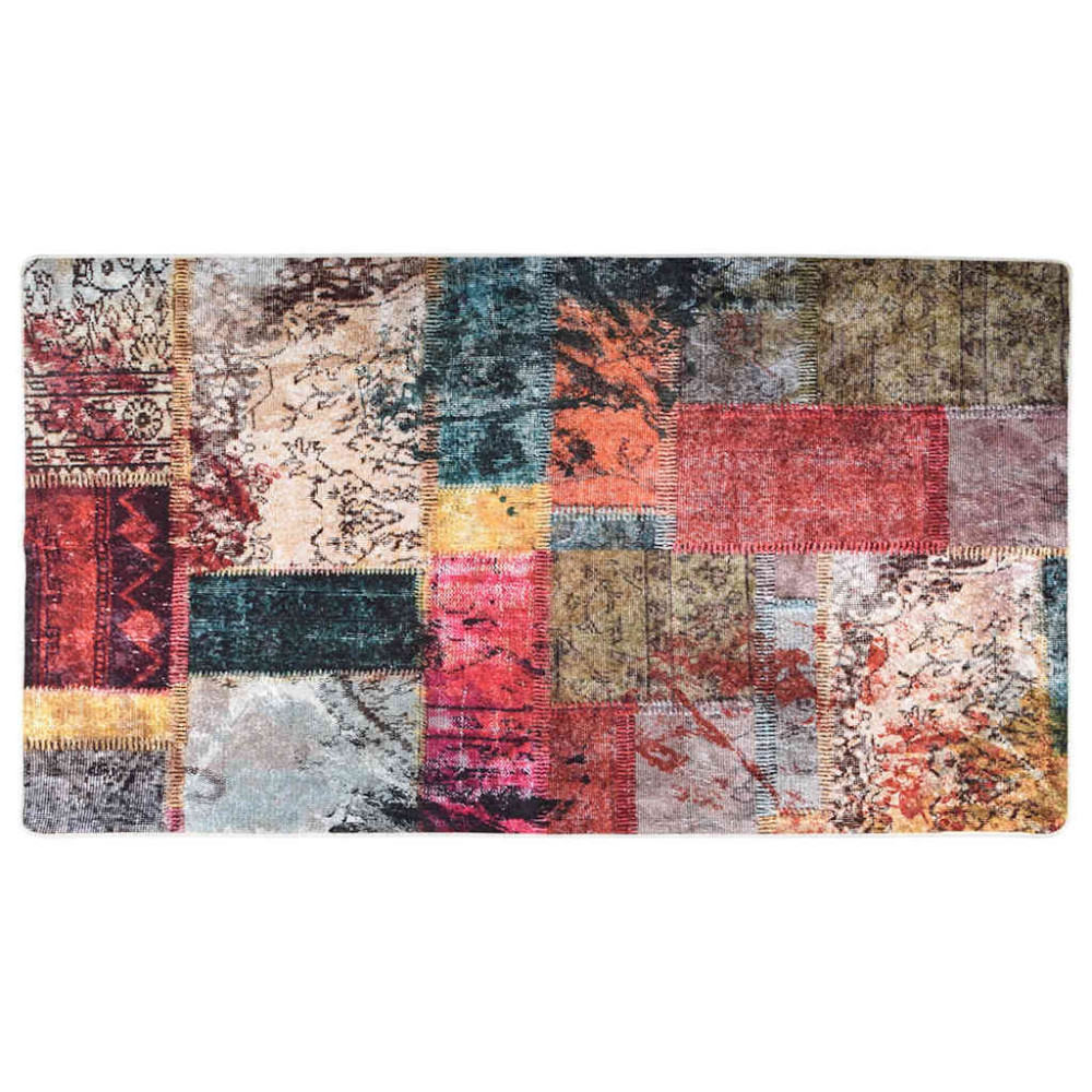 Produktbild för Matta tvättbar lappmönster 190x300 cm flerfärgad