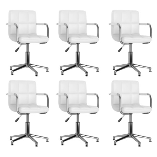 vidaXL Snurrbara matstolar 6 st vit konstläder - Matstolar & Köksstolar