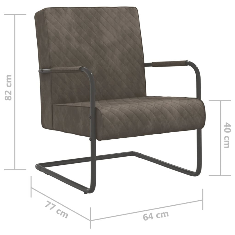 Produktbild för Fribärande stol ljusgrå sammet