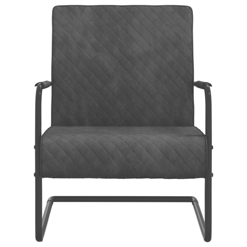Produktbild för Fribärande stol mörkgrå sammet