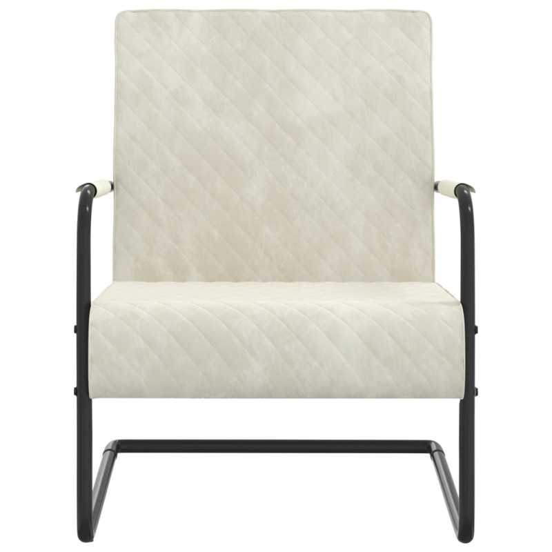 Produktbild för Fribärande stol gräddvit sammet