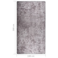 Produktbild för Matta tvättbar 190x300 cm grå halkfri
