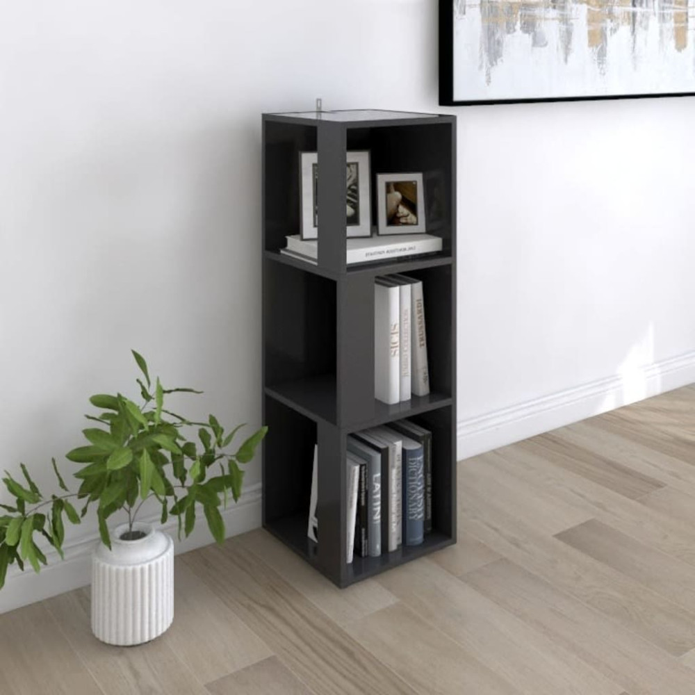 Produktbild för Hörnhylla grå 33x33x100 cm konstruerat trä