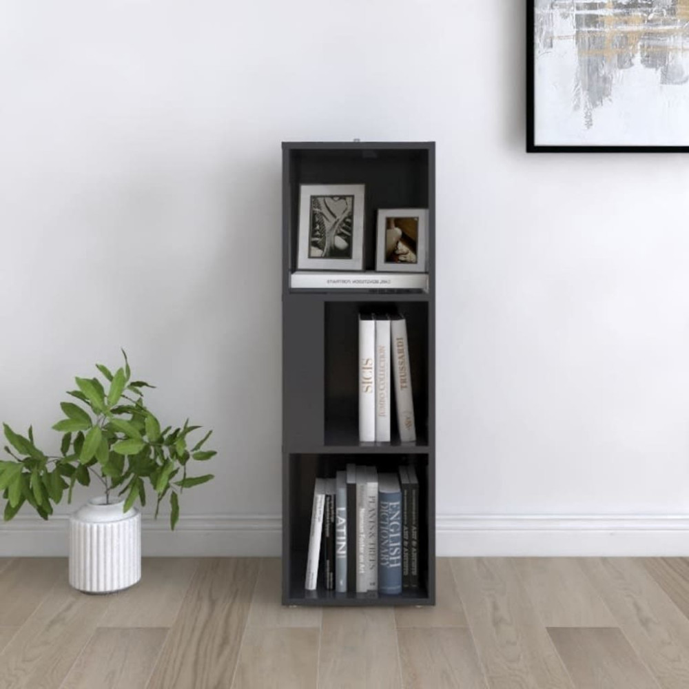 Produktbild för Hörnhylla grå 33x33x100 cm konstruerat trä