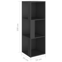 Produktbild för Hörnhylla grå 33x33x100 cm konstruerat trä