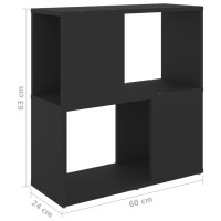Produktbild för Bokhylla svart 60x24x63 cm konstruerat trä