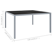 Produktbild för Trädgårdsbord 130x130x72 cm grå stål och glas