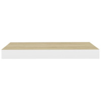 Produktbild för Svävande vägghylla ek och vit 50x23x3,8 cm MDF